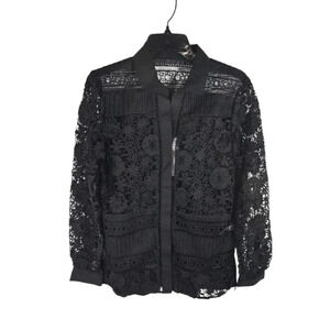 {French Connection} Women's Eadu Lace Long Sleeve Panelled Shirt - Size Small